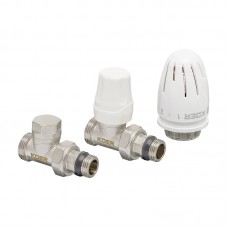 Комплект для подключения радиатора Kr SET-15 - 1/2"x3/4" (прямой) с термоголовкой НН (KR3180)