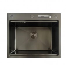 Мийка Mix MH6050-SK Nano-Black з н.ст. зі сходинкою для суходолом. з підст. під ножі (граф) (MX1942)