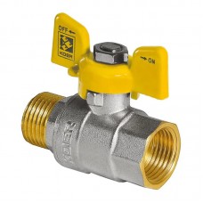 Кран шаровой Kr KR.218.G - 3/4" FM ГШМ YELLOW, ручка "бабочка" желтая (KR0094)