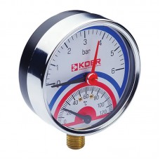 Термо-манометр радиальный (Kr KM.821R) (0-6 bar), D 80мм, 1/4''-1/2'' (KR0214)