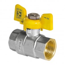 Кран шаровой Kr KR.217.G - 1/2" FF ГГМ YELLOW, ручка "бабочка" желтая (KR0032)