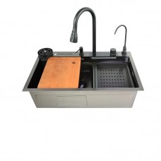 Мийка багатофункціональна Zer ZH7546-SET-06 DECOR NANO-BLACK з вбудованим змішувачем (ZX5681)