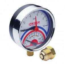 Термо-манометр радиальный (Kr KM.821R) (0-10 bar), D 80мм, 1/4''-1/2'' (KR0215)