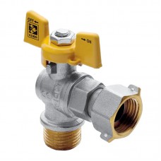 Кран з накидною гайкою 3/4" ГШБ газ кутовий Kr KR.221.G (KR0169) Кран з накидною гайкою 3/4" ГШБ газ кутовий Kr KR.221.G (KR0169)