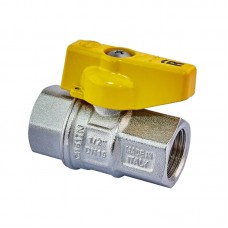 Кран кульовий ГАЗ, RH R211-050G — 1/2" ВВ ручка "метелик" жовта (RO0242)