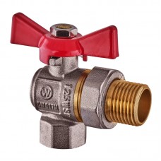 Кран з американкою кутовий Waterpro WP400-15FMW-L — 1/2" ручка "метелик" червона (WP2895)