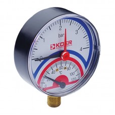 Термо-манометр радиальный (Kr KM.801R) (0-4 bar), D 80мм, 1/4''-1/2'' (KR0217)
