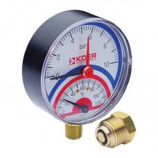 Термо-манометр радиальный (Kr KM.801R) (0-10 bar), D 80мм, 1/4''-1/2'' (KR0216)