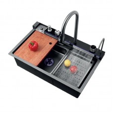Мийка Zer ZH7546-SET-02 DECOR NANO-BLACK з вбудованим змішувачем (ZM5576)