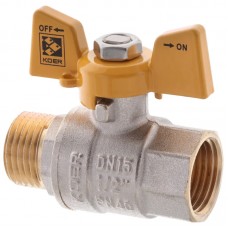 Кран шаровой Kr KR.218.G - 1/2" FM ГШМ YELLOW, ручка "бабочка" желтая (KR0036)