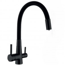 Смеситель для кухни Mix SUS-021 BLACK REFL.BLACK с силиконовым изливом, с выходом для питьевой воды