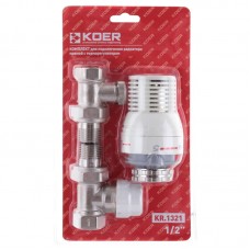 Комплект для під'єднання радіатора 1/2" (прямий) з термоголовкою Kr KR.1321 (KR2659)