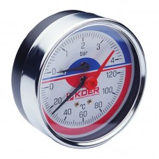 Термо-манометр аксиальный (Kr KM.812A) (0-4 bar), D 80мм, 1/4''-1/2'' (KR0221)