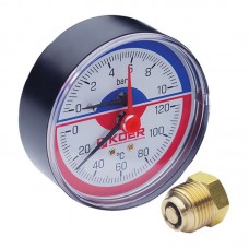 Термо-манометр аксиальный (Kr KM.802A) (0-10 bar), D 80мм, 1/4''-1/2'' (KR0224)