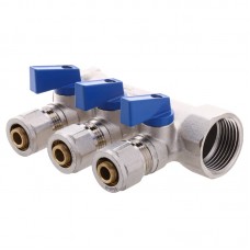 Колектор із кульовими кранами та фітингом Kr KR.1126-3 1"x3 ways (KR2839)