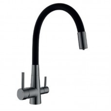 Змішувач для кухні Mix SUS-021 GRAPHITE REFL.BLACK з нерж.ст.SUS304 з вих.для вихован.води (MI6215)