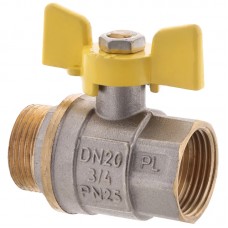 Кран кульовий FERRO PL 3/4" ГШБ газ art. 607 (латунна куля) (FE0561)