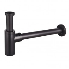 Сифон для раковини Champion SIPHON-02 BLACK без випуску (під донний клапан) без ревізії (Квіт чорний) 1 1/4''