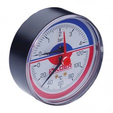 Термо-манометр аксиальный (Kr KM.802A) (0-4 bar), D 80мм, 1/4''-1/2'' (KR0222)