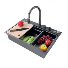 Мийка Zer ZH7548-SET-03 Nano-Black з вбудованим змішувачем із неірж. сталі (ZM5577)