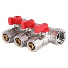 Колектор із кульовими кранами та фітингом Kr KR.1125-3 3/4"x3 ways (KR2836) Колектор із кульовими кранами та фітингом Kr KR.1125-3 3/4"x3 ways (KR2836)