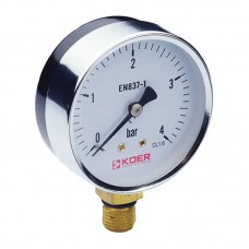 Манометр радиальный (Kr KM.610R) (0-4 bar), D 63мм, 1/4''-1/2'' (KR0203) Манометр радиальный (Kr KM.610R) (0-4 bar), D 63мм, 1/4''-1/2'' (KR0203)