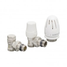 Комплект для подключения радиатора Kr SET-14 - 1/2"x3/4" (угловой) с термоголовкой НН (KR3178)