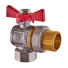 Кран з американкою кутовий Waterpro WP400-20FMW-L — 3/4" ручка "метелик" червона (WP2896)