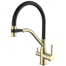 Змішувач для кухні MixPremium Gravity 021 BRUSHED GOLD REFL.BLACK (MI6981)