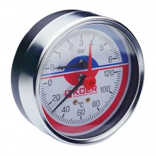 Термо-манометр аксиальный (Kr KM.812A) (0-6 bar), D 80мм, 1/4''-1/2'' (KR0220)