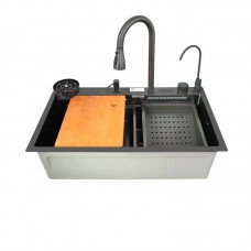 Мийка багатофункціональна Zer ZH7546-SET-07 DECOR NANO-BLACK з вбудованим змішувачем (ZX5683)