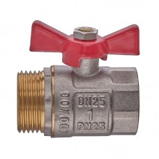 Кран кульовий ГШБ, ручка "метелик" червона Waterpro WP607-25FMW — 1" FMW (WP2917)